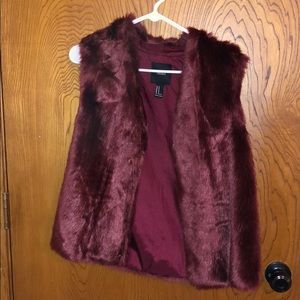 Maroon Fur Vest